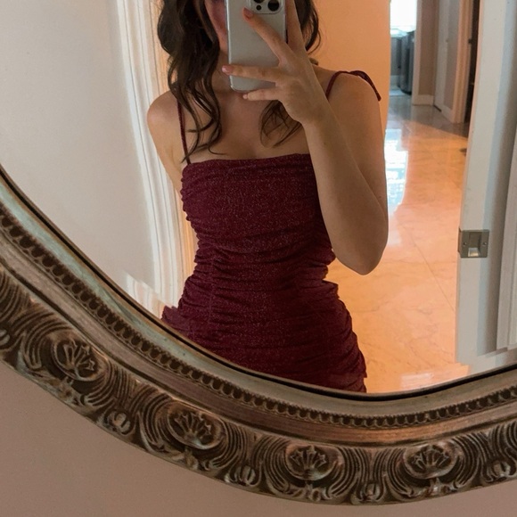 Red Ruched Dress - Picture 2 of 3